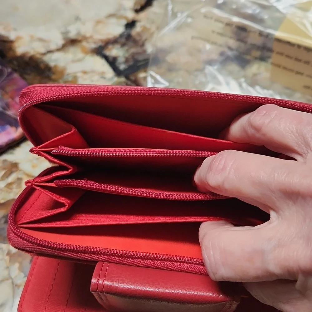 Womens Red Leather Wallet